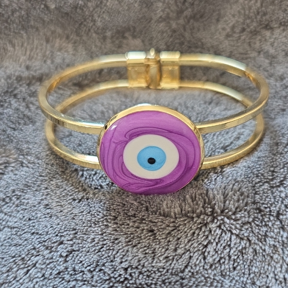 14k Gold Plated Purple Evil Eye Bracelet